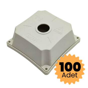 100 Adet BAFF Güvenlik Kamerası Montaj Buat Seti Montaj Buat ve Alt Taban 100lü Set Beyaz Renk Plastik 12x12cm