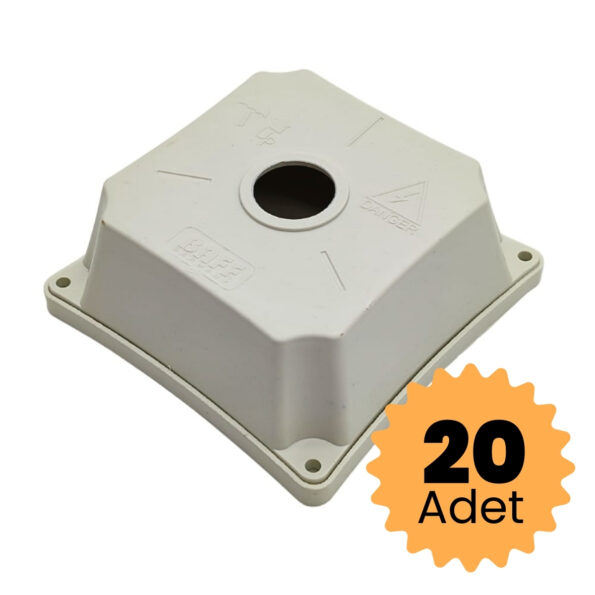 20 Adet BAFF Güvenlik Kamerası Montaj Buat Seti Montaj Buat ve Alt Taban 20li Set Beyaz Renk Plastik 12x12cm